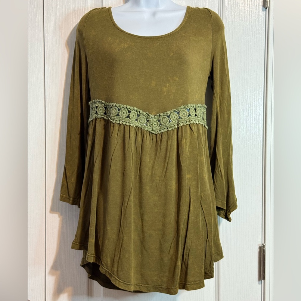 POL Women’s Boho Tunic Dress – Sage Green ✨🌿‎